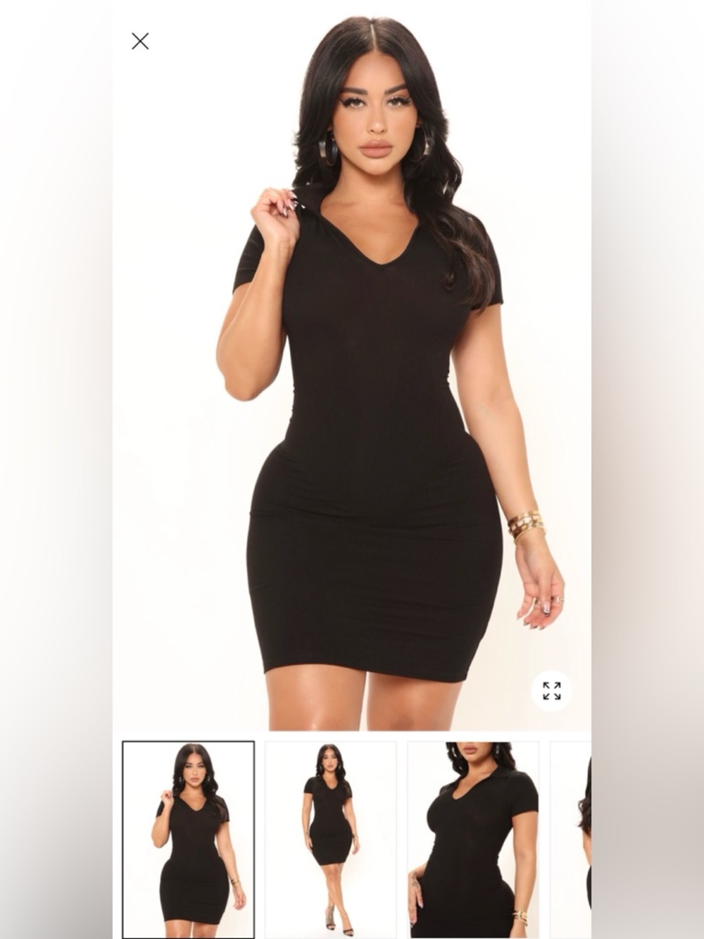 Fashion Nova Black Collared Mini Dress